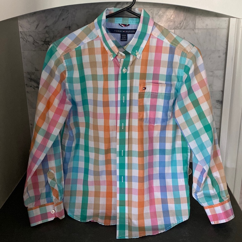 Tommy Hilfiger Boys Multicolored Long-Sleeved Button Down Shirt (Size 12/14)